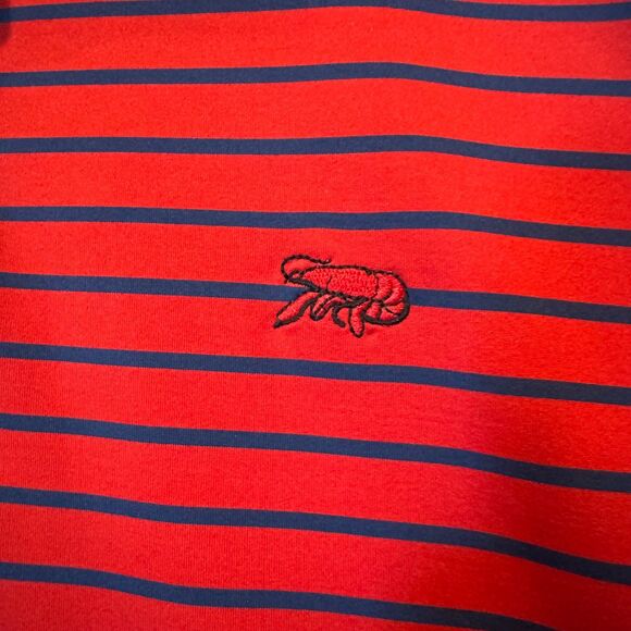 Perlis Crawfish Classic Fit Performance Polo Red & Navy Stripe Size Large - Picture 3 of 8
